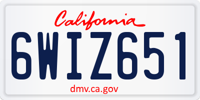 CA license plate 6WIZ651