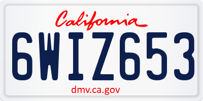 CA license plate 6WIZ653