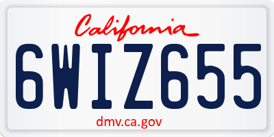 CA license plate 6WIZ655