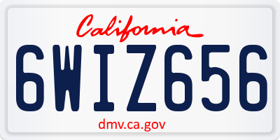 CA license plate 6WIZ656