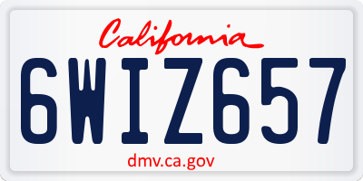 CA license plate 6WIZ657