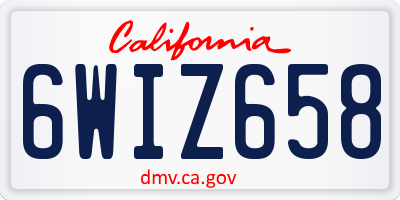 CA license plate 6WIZ658