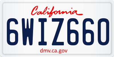 CA license plate 6WIZ660