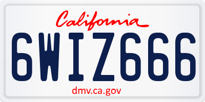 CA license plate 6WIZ666