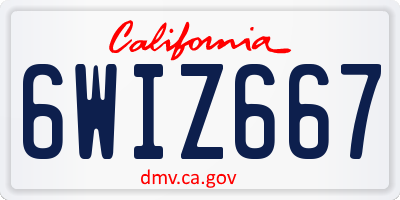 CA license plate 6WIZ667