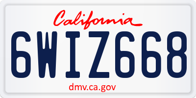 CA license plate 6WIZ668