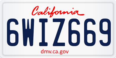 CA license plate 6WIZ669