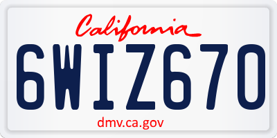 CA license plate 6WIZ670