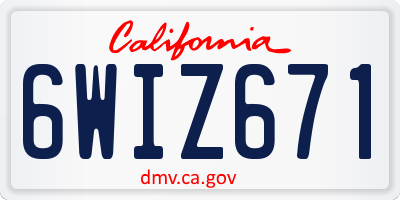 CA license plate 6WIZ671