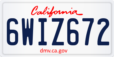 CA license plate 6WIZ672