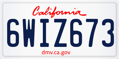 CA license plate 6WIZ673