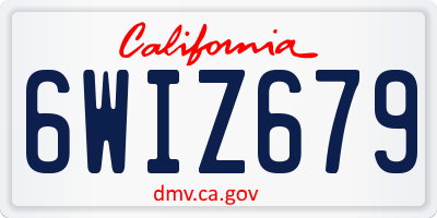 CA license plate 6WIZ679