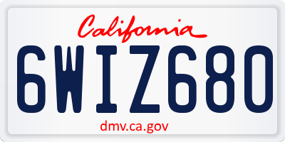 CA license plate 6WIZ680