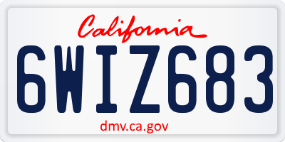 CA license plate 6WIZ683