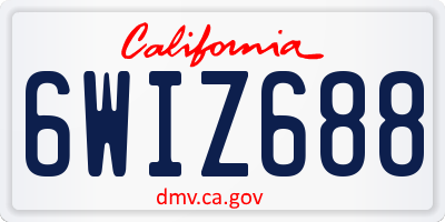 CA license plate 6WIZ688