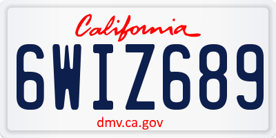 CA license plate 6WIZ689