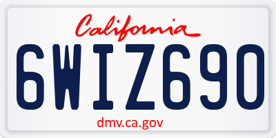 CA license plate 6WIZ690