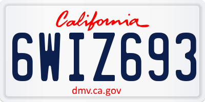 CA license plate 6WIZ693