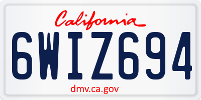 CA license plate 6WIZ694