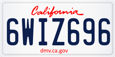 CA license plate 6WIZ696