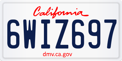 CA license plate 6WIZ697