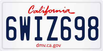 CA license plate 6WIZ698