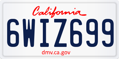 CA license plate 6WIZ699