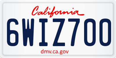 CA license plate 6WIZ700