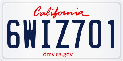 CA license plate 6WIZ701