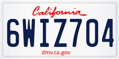 CA license plate 6WIZ704