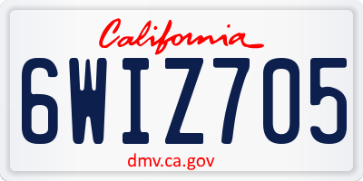 CA license plate 6WIZ705