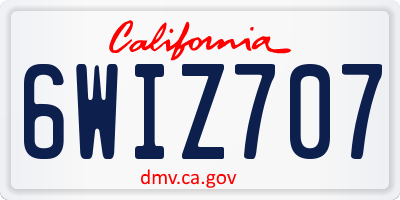 CA license plate 6WIZ707