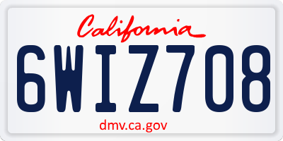 CA license plate 6WIZ708