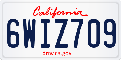 CA license plate 6WIZ709