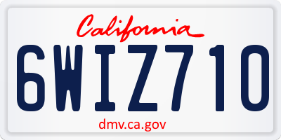 CA license plate 6WIZ710