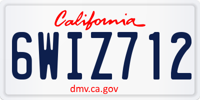 CA license plate 6WIZ712