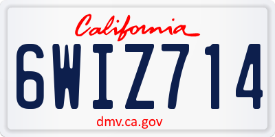 CA license plate 6WIZ714