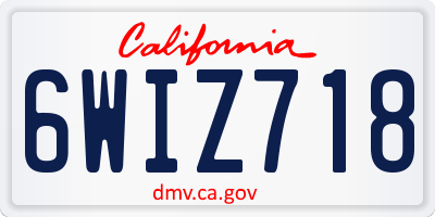 CA license plate 6WIZ718