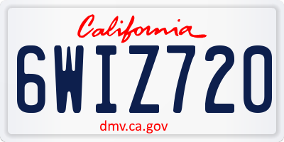 CA license plate 6WIZ720