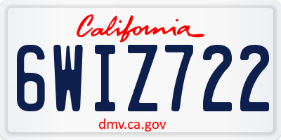 CA license plate 6WIZ722