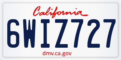 CA license plate 6WIZ727