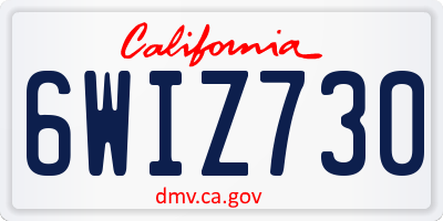CA license plate 6WIZ730