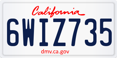 CA license plate 6WIZ735