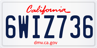 CA license plate 6WIZ736
