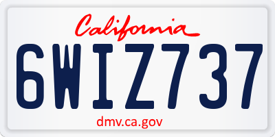 CA license plate 6WIZ737