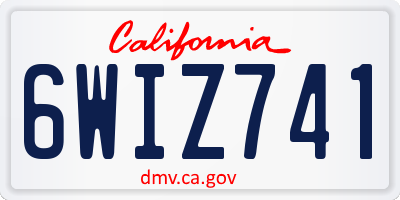 CA license plate 6WIZ741