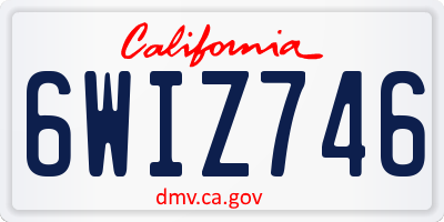 CA license plate 6WIZ746