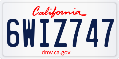 CA license plate 6WIZ747