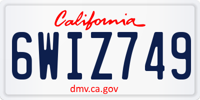 CA license plate 6WIZ749