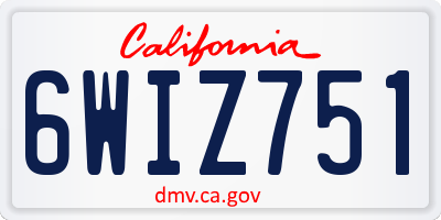 CA license plate 6WIZ751